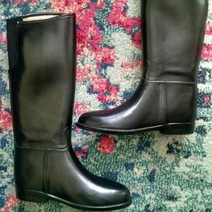 DAV Black Rubber Rain Boots Size 6 Rinding Style